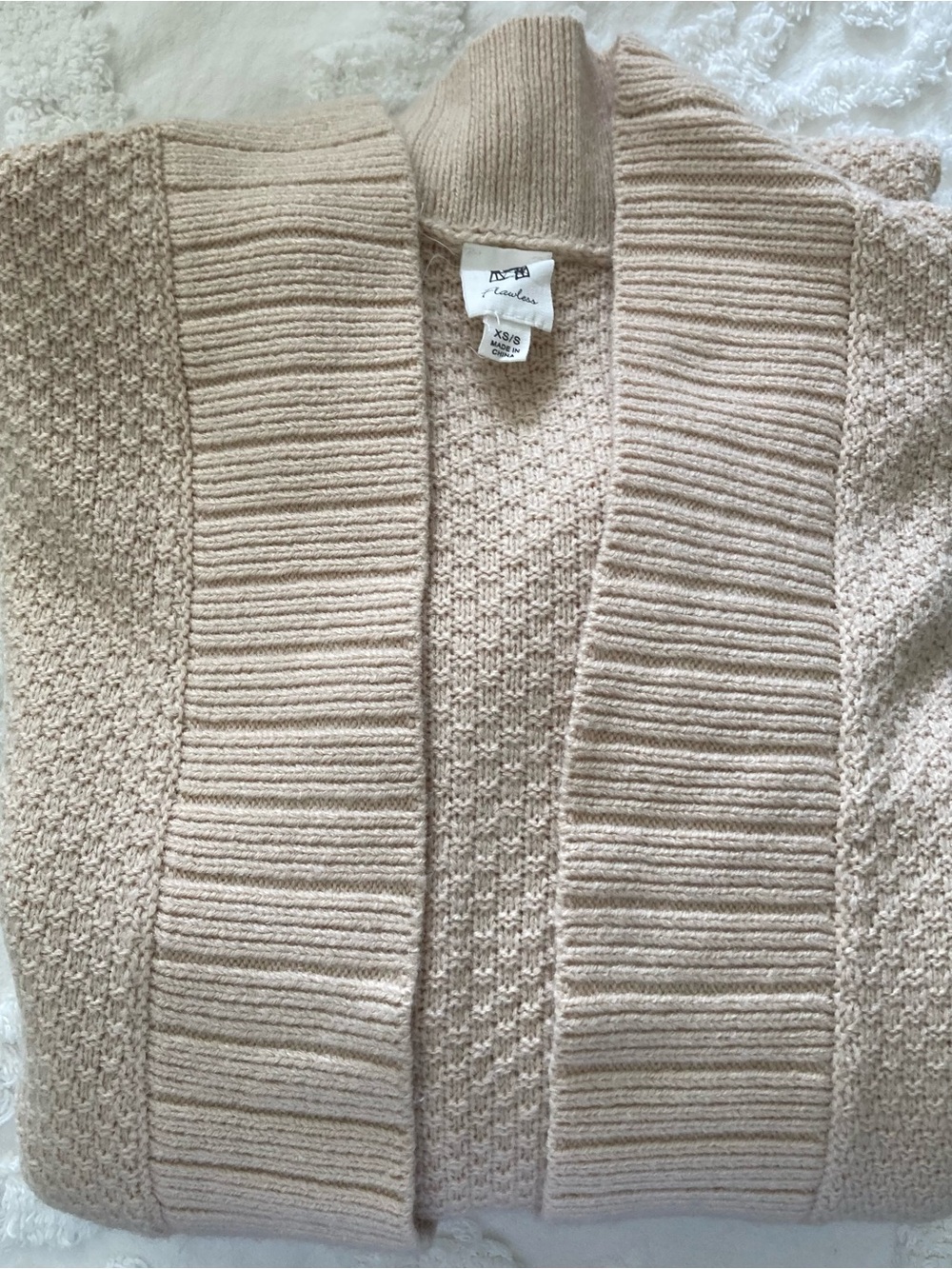 LAWLESS Cream Knit Open-Front Ribbed Cardigan